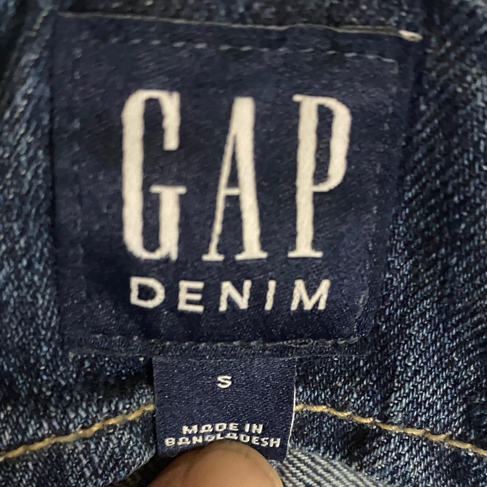 GAP Blue Denim Short Overalls size small cotton fabric good hardware cuffed - Picture 5 of 6